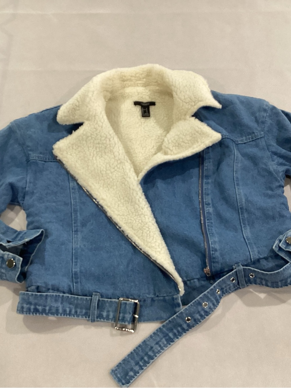 Forever 21 Cream Sherpa Jacket - Ivory Plush size small #cj4